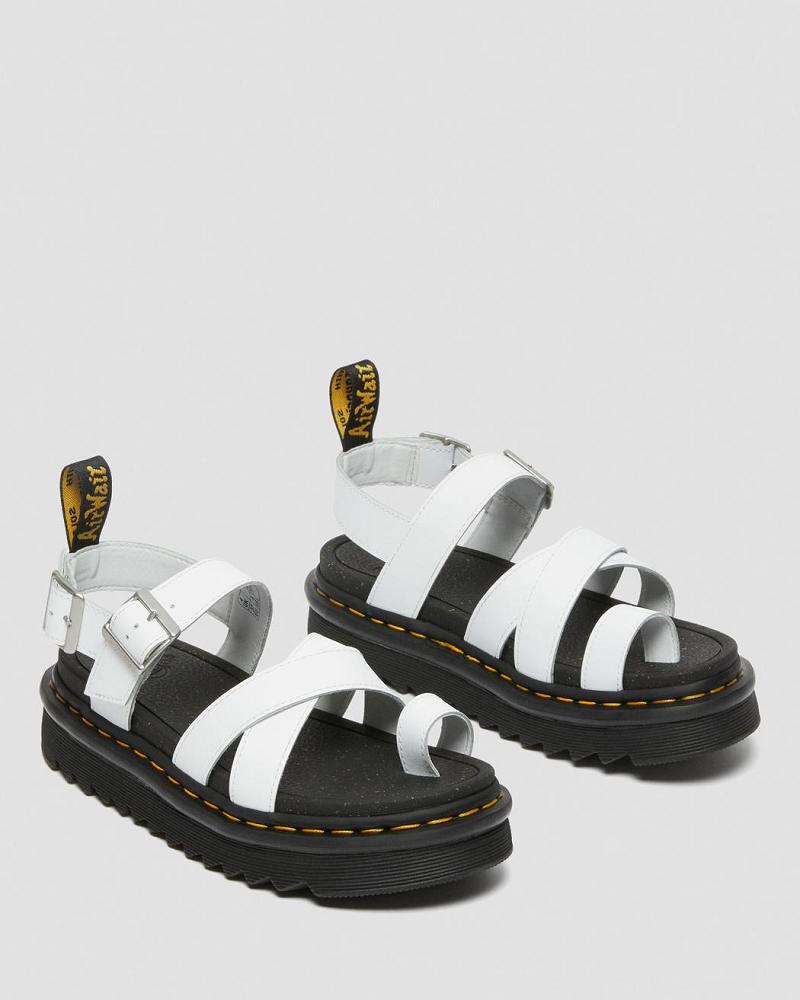 White Women's Dr Martens Avry Hydro Leather Gladiator Sandals | CA 290OKI